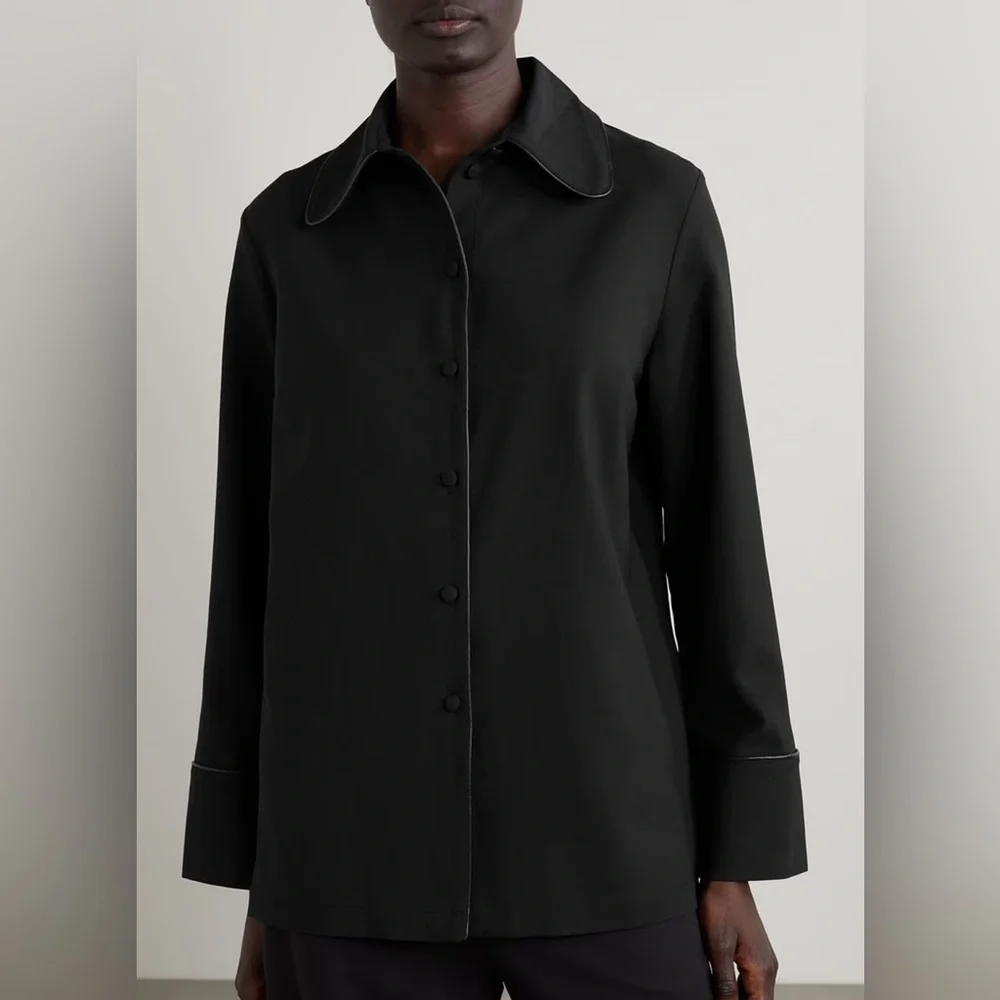 NWT SLEEPER Off The Duty piped crepe pajama shirt - Picture 3 of 8